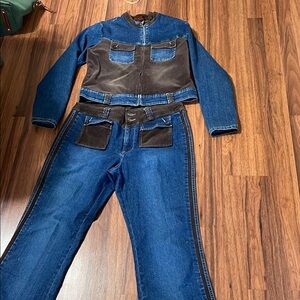 East of LA Denim and Brown Two-Piece Set size 13/14